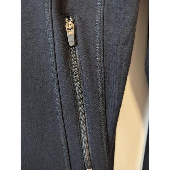 Eileen Fisher | Women's Black Full-Zip Organic Cotton Ribbed Trim Jacket - Picture 5 of 7